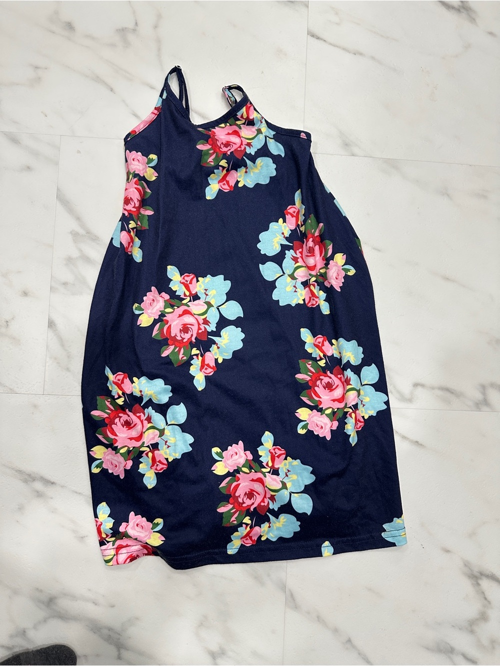 OshKosh B'gosh Navy Floral Tank Dress with Pink and Light Blue Blooms